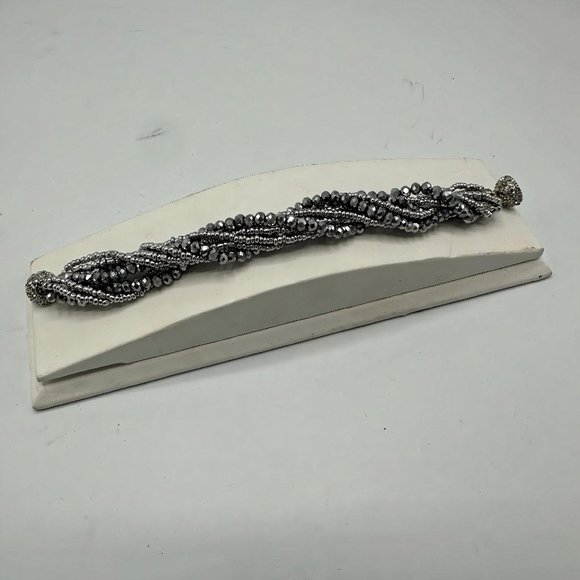 Silver Beaded Magnetic Closure Multiple Strand Bracelet NWOT - Picture 2 of 4